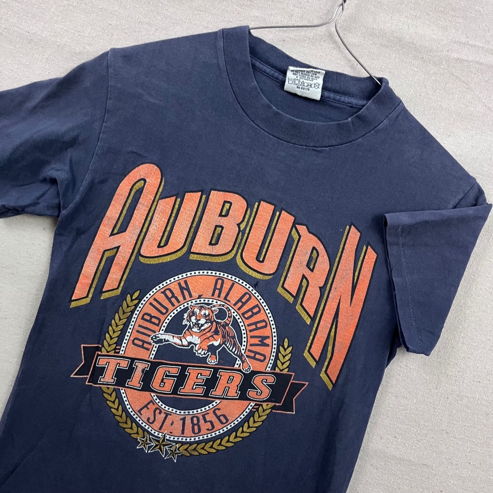 Nutmeg Mills Auburn Tigers T-Shirt Kids Large Navy Vintage 90s Single Stitch USA